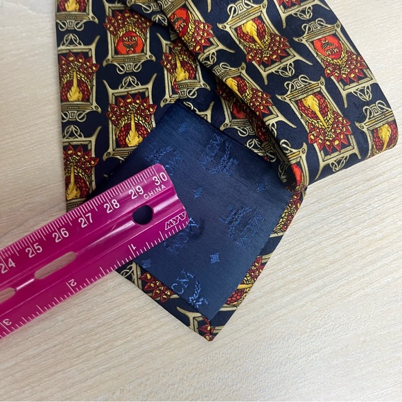 MCM Peacock Logo Print Necktie Silk Novelty Animal Designer - Picture 7 of 7